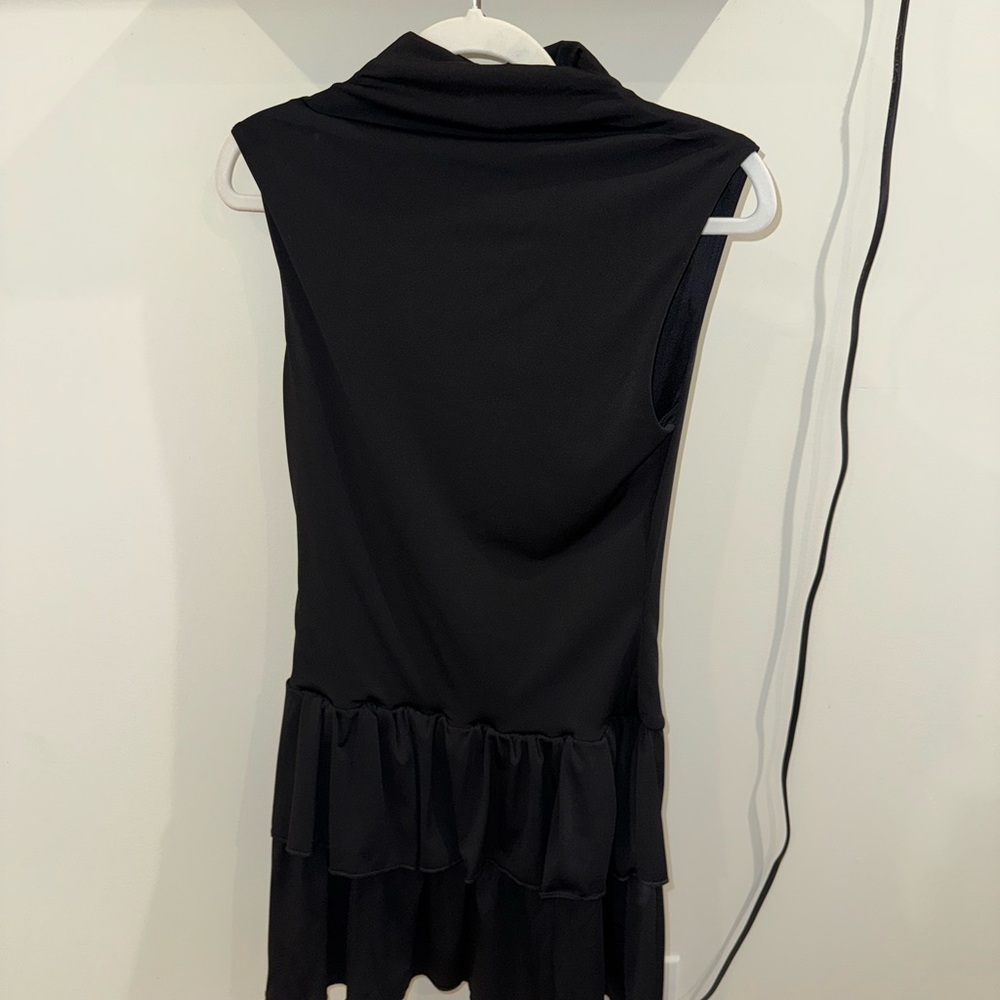 Black Sleeveless Ruffle Hem Dress